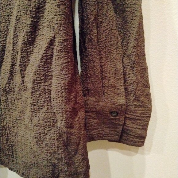 Brown Gauze/crinkle button up - Picture 3 of 5